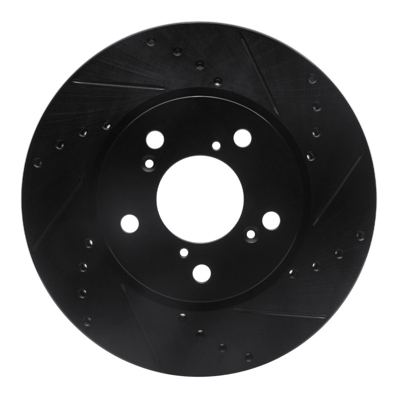 Honda Odyssey Brake Rotor (1) - Front Right - R1 Concepts - Drilled & Slotted - Black - `05-`10